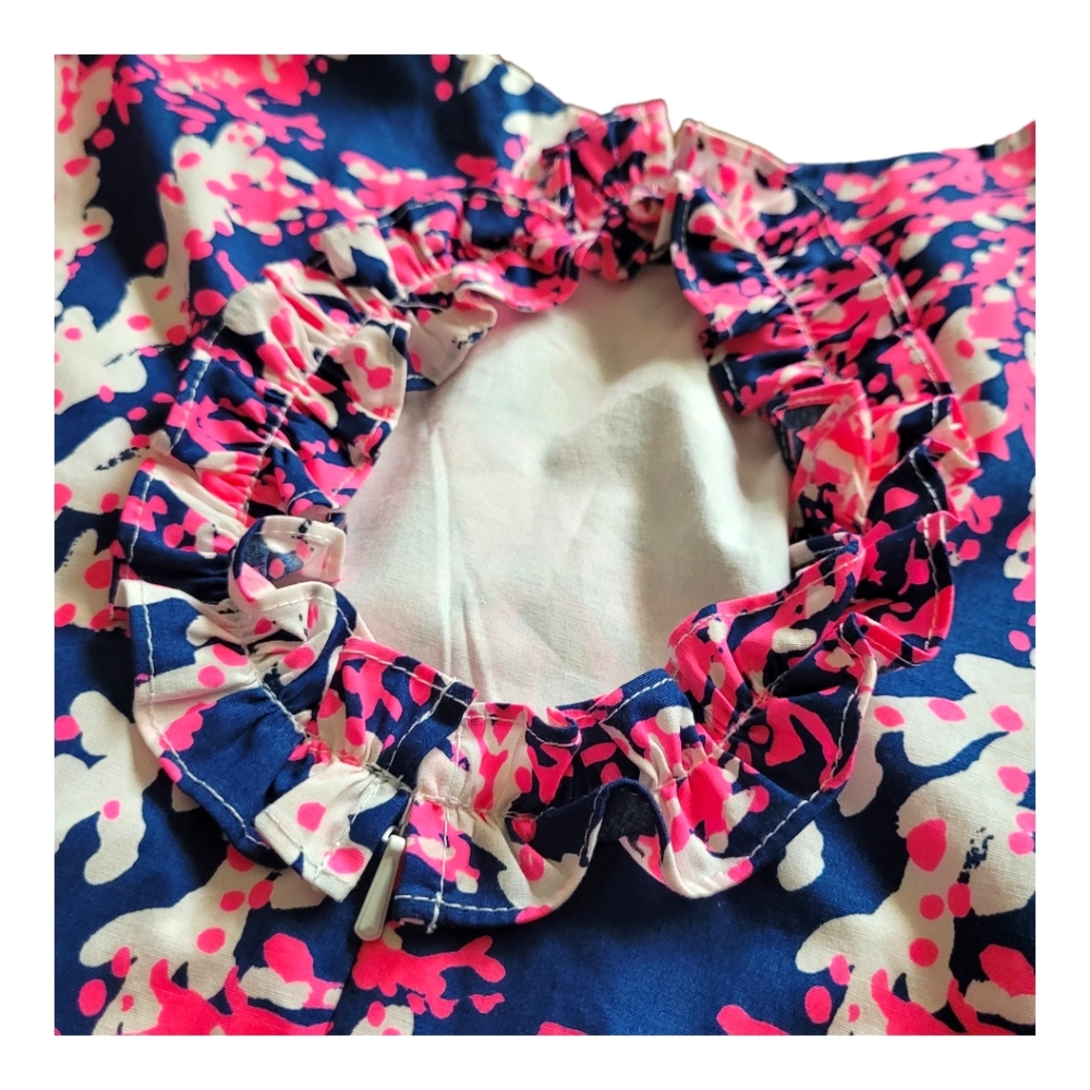 Lilly Pulitzer Fiesta Stretch Dress Nauti Navy Beyond the Sea Pink Coral Size 2 - Picture 6 of 17